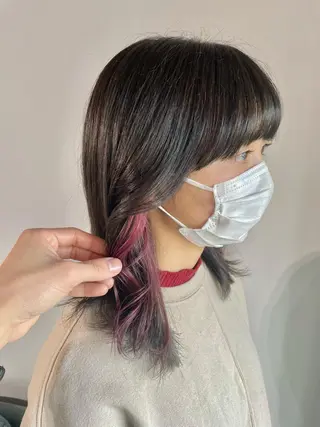 ミディアム 顔まわり/W カラー/リョウのヘアスタイル