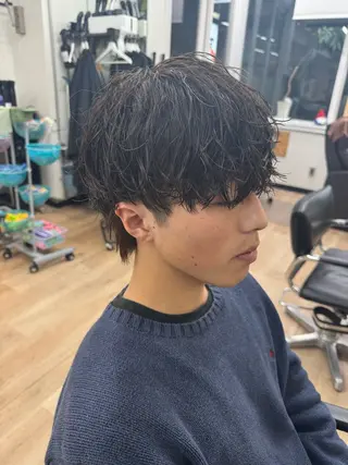 ショート パーマ メンズ ハイトーンカラー メンズパーマだいきのヘアスタイル