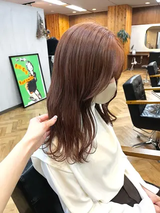 ミディアム カラー ena/ブリーチなし 透明感・レイヤー🎀のヘアスタイル