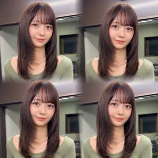 セミロング カラー 顔周り✂️透明感 レイヤー/みっきーのヘアスタイル
