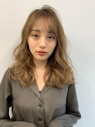 ミディアム カラー 透明感カラー✂︎ /縮毛矯正/YUKAのヘアスタイル