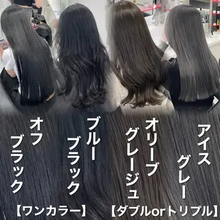 ロング カラー ラベンダー💜 グレージュ🩶のヘアスタイル
