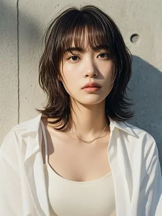 ミディアム ウルフカット 811 大阪梅田 ウルフのヘアスタイル