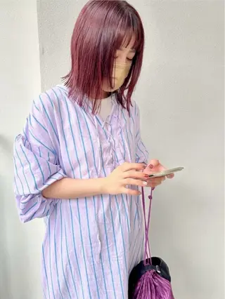 ミディアム 草野ゆずき⌇縮毛矯正 ⌇エクステ⌇レイヤーのヘアスタイル