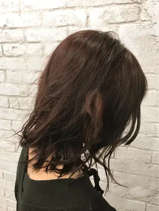 ミディアム カラー パーマ ヘアアレンジ 韓国ヘア✨グレージュ カラーasamiのヘアスタイル