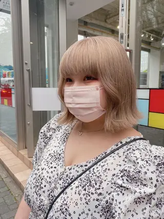 ミディアム カラー 鈴木/ボブ/ ミルクティー/ピンクのヘアスタイル