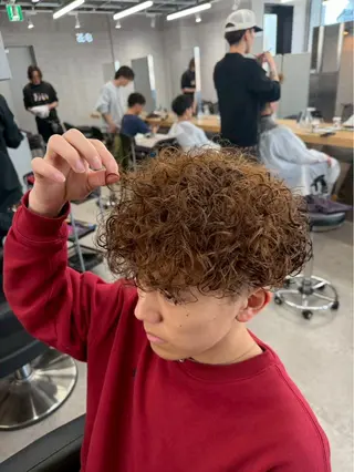ショート カラー パーマ ヘアアレンジ メンズ キッズ 波巻き/シャドウ/ 特化 福田朝輝のヘアスタイル