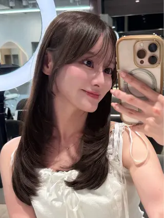 ミディアム カラー 大宮レイヤーカット ハッシュ　柏崎颯刀のヘアスタイル