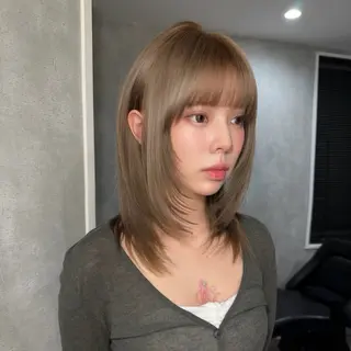 ミディアム 水光カラー/ブリーチ ⛓️京都/Rionのヘアスタイル