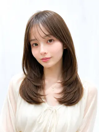 セミロング 顔周り/くびれヘア 韓国ヘア💕風間るなのヘアスタイル