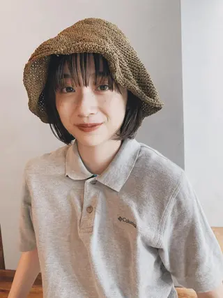 ショート カラー ボブパーマコテ巻き風 パーマNo1深江秀平のヘアスタイル