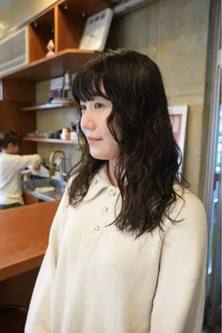 ロング パーマ ウチミズ サヤカのヘアスタイル