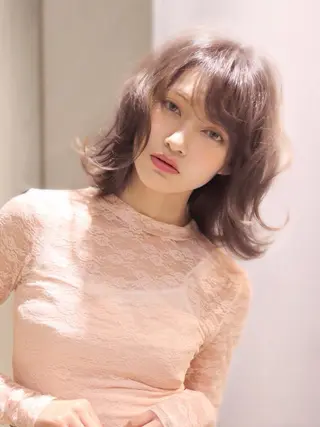 ミディアム カラー 髪質改善🌈縮毛矯正 荻原 達矢のヘアスタイル