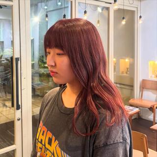 ロング カラー くいた あやなのヘアスタイル