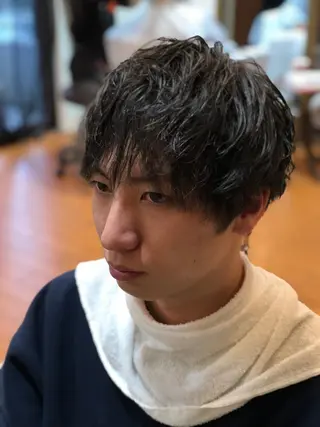 ショート パーマ ヘアアレンジ メンズ men's特化　石井 貴章のヘアスタイル