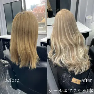 ロング カラー エクステ🩵ブリーチ 韓国ヘア🩵KAEのヘアスタイル