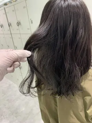 セミロング カラー パーマ ヘアアレンジ ネイル マツエク・マツパ 韓国風ベージュ🤎 赤みなし🌿横浜🤎のヘアスタイル