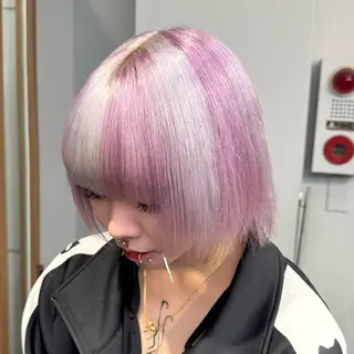 ミディアム カラー のぐち ゆうき/ ブリーチ デザインのヘアスタイル
