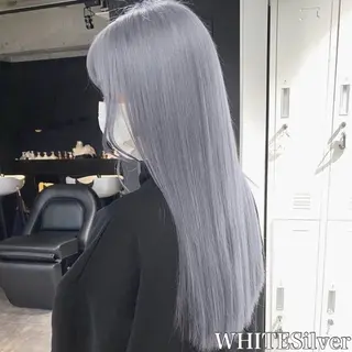 セミロング カラー ヘアアレンジ 🫧モテる💗ダメー ジレスハイトーン🫧のヘアスタイル