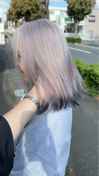 ミディアム カラー ヘアアレンジ ハイトーンカラー🌈 メンズパーマ鈴木康平のヘアスタイル