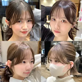 セミロング カラー 顔まわりカット🌟 くびれヘア/寺門遥輝のヘアスタイル