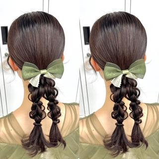 ロング ヘアアレンジ ヘアメ🎀ハイトーン 🩵エクステ🪄しほのヘアスタイル
