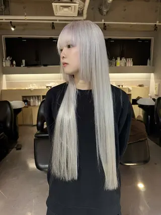 ロング カラー 福岡縮毛矯正 ブリーチなしカラーのヘアスタイル