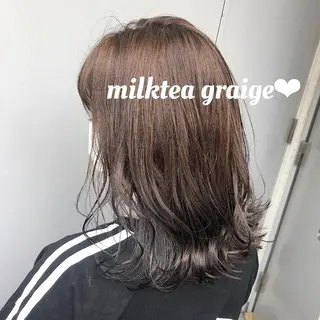 セミロング カラー レイヤーカット 韓国ヘアayameのヘアスタイル