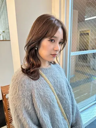 セミロング カラー 八谷 将平のヘアスタイル