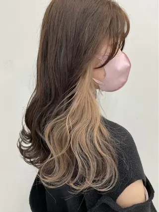 セミロング カラー ヘアアレンジ 🦄インナーカラー 🦄貫井彩花のヘアスタイル