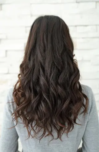 ロング カラー パーマ ヘアアレンジ 大阪レミーエクステ チビ編み込みのヘアスタイル