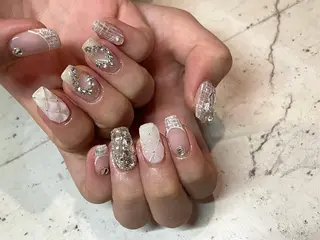 ネイル 韓国/ワンホン/長さ 出しつけ放題🎀のネイルデザイン