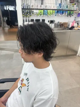 ミディアム カラー パーマ メンズ キッズ 栄💗メンズ｜似合せ パーマ｜haruのヘアスタイル