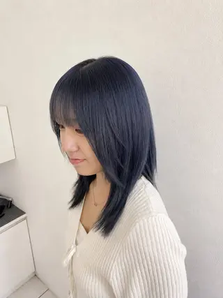 セミロング カラー ダブルカラー/ 縮毛矯正🌼畔上のヘアスタイル