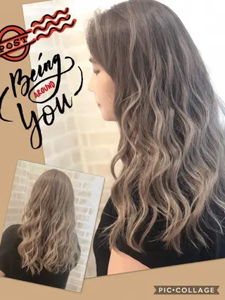 ロング カラー 永島 桜のヘアスタイル