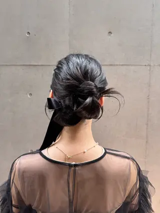 セミロング ヘアアレンジ 🎗️【ヘアセット 美眉】吉川玲🎗️のヘアスタイル
