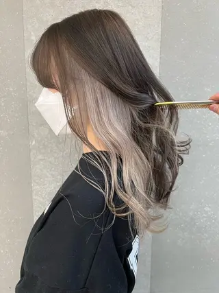 セミロング カラー ブリーチ特化 梅田本多翔のヘアスタイル