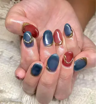 ミディアム カラー パーマ ヘアアレンジ メンズ キッズ ネイル マツエク・マツパ el. by Aoのネイルデザイン