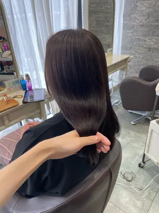 セミロング カラー 梅田 カットモデル募集のヘアスタイル