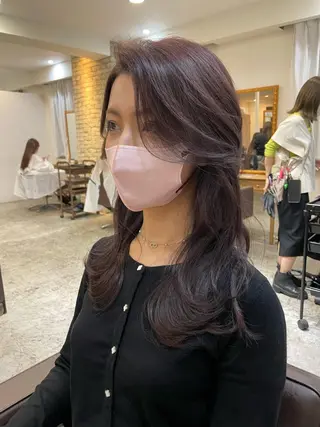 セミロング カラー ヘアアレンジ 髪質改善×レイヤー 🫧松野力也のヘアスタイル