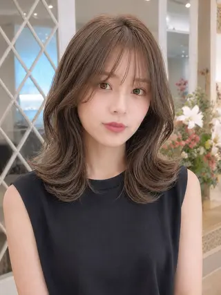 ミディアム カラー 韓国風ヘア✻透明感 カラー✻yukaのヘアスタイル