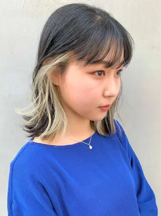 ミディアム カラー 退色まで透明感ある ダブルカラー/リクのヘアスタイル