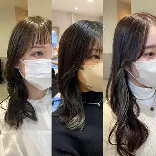 セミロング 🕊顔まわりカット ／インナーカラー🕊のヘアスタイル