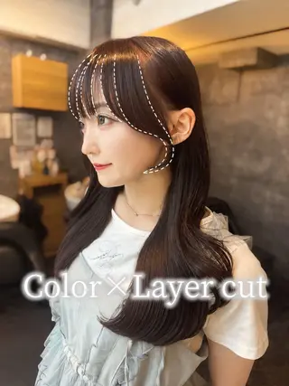 セミロング カラー 🩵mai🩵 艶髪/レイヤーカットのヘアスタイル