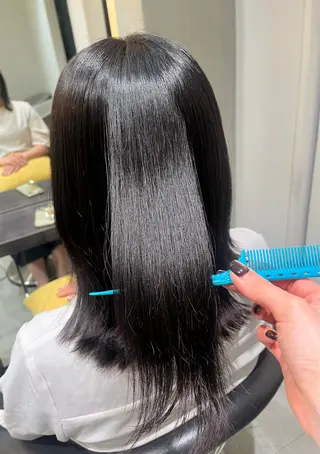 ミディアム カラー うる艶カラー/ 縮毛矯正/nao💙のヘアスタイル