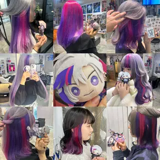 ミディアム カラー 髪質改善カラー デザインカラーあらげのヘアスタイル