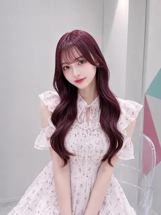 ロング カラー ガーリー♡女の子っぽ ヘア♡ピンクカラー♡のヘアスタイル