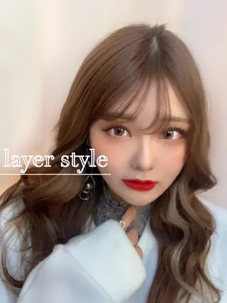 ロング カラー レイヤー専門家 ダブルカラー修のヘアスタイル