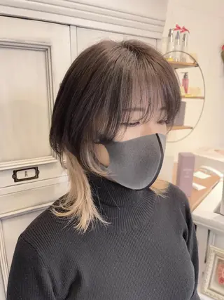 セミロング カラー 髪質改善で 憧れの潤艶美髪にのヘアスタイル