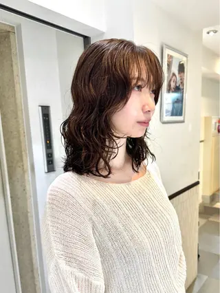 ミディアム パーマ デジタルパーマ 🌀ボブ　萩原　龍のヘアスタイル
